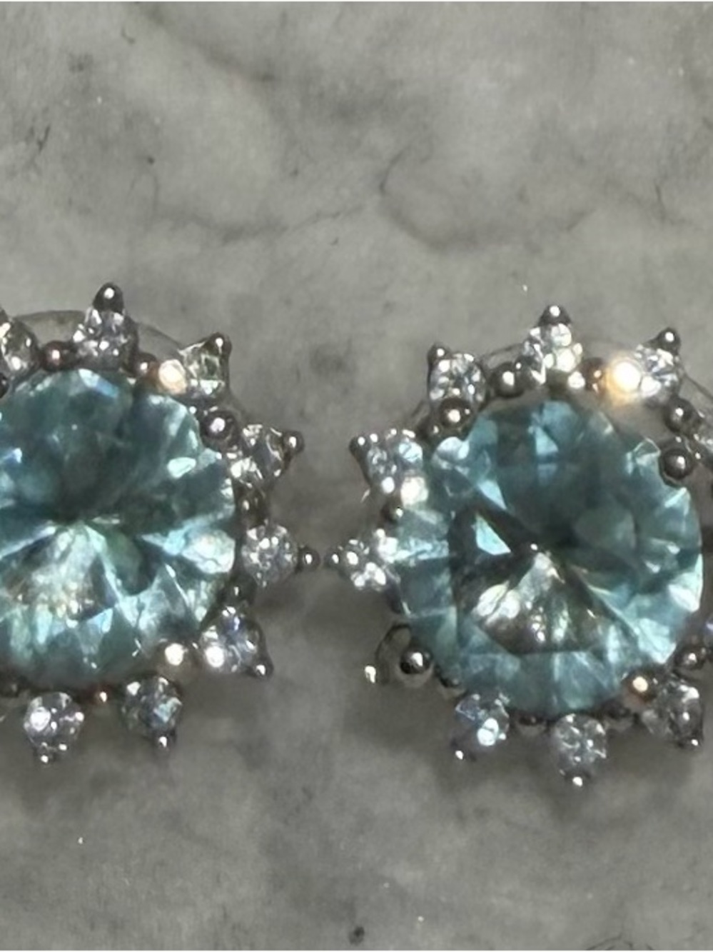Stella & Dot Light Blue Halo Stud Earrings in Silver Tone - Picture 2 of 9